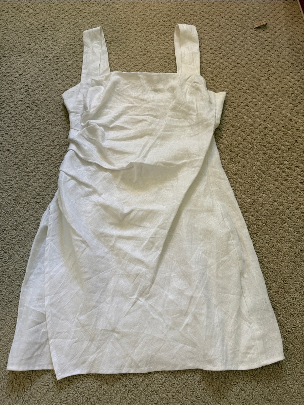 Reformation White Square-Neck Linen Midi Dress